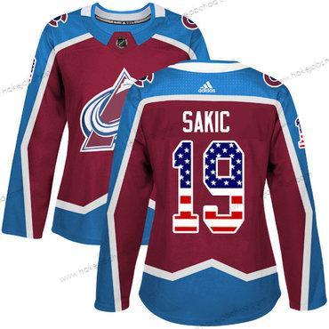 Adidas Žena Colorado Avalanche #19 Joe Sakic Domácí Červené Autentické USA Flag Sešitý NHL Dres