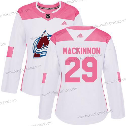 Adidas Žena Colorado Avalanche #29 Nathan Mackinnon Bílý Růžový Autentické Sešitý NHL Dres