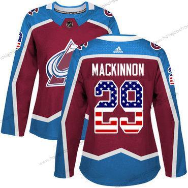 Adidas Žena Colorado Avalanche #29 Nathan Mackinnon Domácí Červené Autentické USA Flag Sešitý NHL Dres