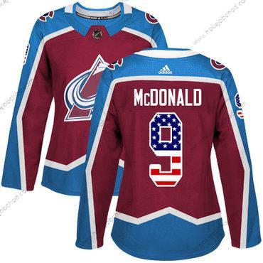 Adidas Žena Colorado Avalanche #9 Lanny Mcdonald Domácí Červené Autentické USA Flag Sešitý NHL Dres