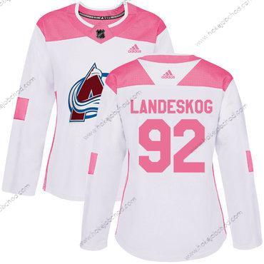 Adidas Žena Colorado Avalanche #92 Gabriel Landeskog Bílý Růžový Autentické Sešitý NHL Dres