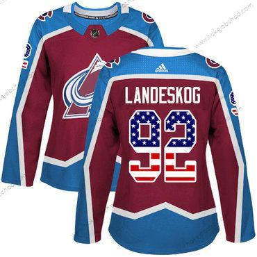 Adidas Žena Colorado Avalanche #92 Gabriel Landeskog Domácí Červené Autentické USA Flag Sešitý NHL Dres