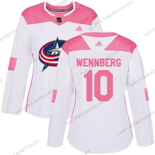 Adidas Žena Columbus Blue Jackets #10 Alexander Wennberg Bílý Růžový Autentické Sešitý NHL Dres