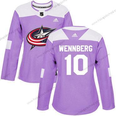 Adidas Žena Columbus Blue Jackets #10 Alexander Wennberg Nachový Autentické Bojuje proti rakovině Sešitý NHL Dres