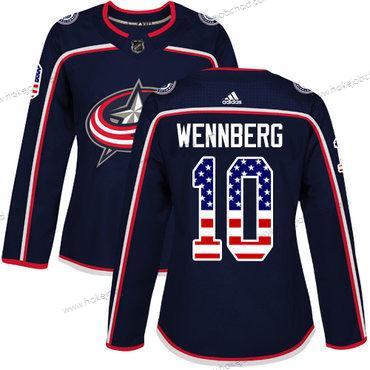 Adidas Žena Columbus Blue Jackets #10 Alexander Wennberg Námořnictvo Modrý Domácí Autentické USA Flag Sešitý NHL Dres