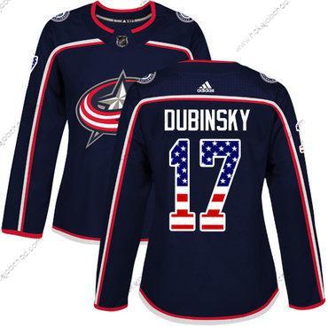 Adidas Žena Columbus Blue Jackets #17 Brandon Dubinsky Námořnictvo Modrý Domácí Autentické USA Flag Sešitý NHL Dres