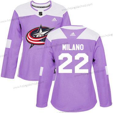 Adidas Žena Columbus Blue Jackets #22 Sonny Milano Nachový Autentické Bojuje proti rakovině Sešitý NHL Dres