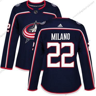 Adidas Žena Columbus Blue Jackets #22 Sonny Milano Námořnictvo Modrý Domácí Autentické Sešitý NHL Dres