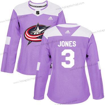 Adidas Žena Columbus Blue Jackets #3 Seth Jones Nachový Autentické Bojuje proti rakovině Sešitý NHL Dres