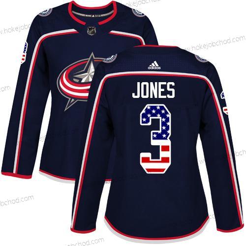 Adidas Žena Columbus Blue Jackets #3 Seth Jones Námořnictvo Modrý Domácí Autentické USA Flag Sešitý NHL Dres