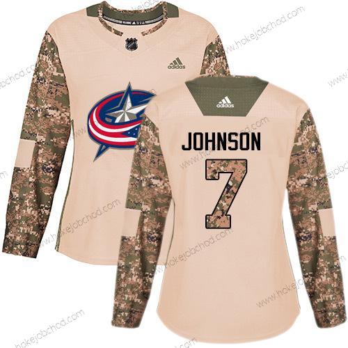 Adidas Žena Columbus Blue Jackets #7 Jack Johnson Camo Autentické 2017 Veterans Day Sešitý NHL Dres