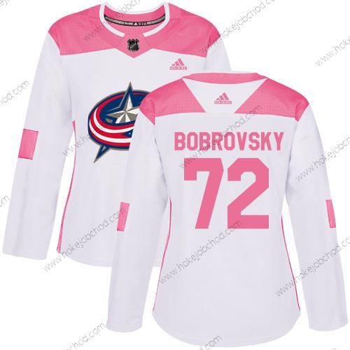 Adidas Žena Columbus Blue Jackets #72 Sergei Bobrovsky Bílý Růžový Autentické Sešitý NHL Dres