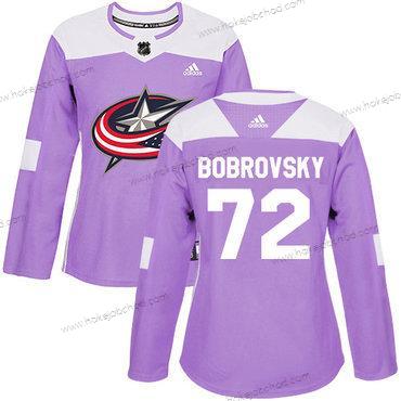 Adidas Žena Columbus Blue Jackets #72 Sergei Bobrovsky Nachový Autentické Bojuje proti rakovině Sešitý NHL Dres