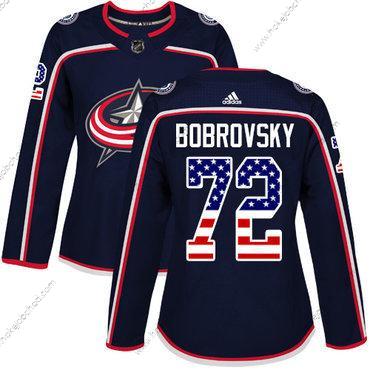 Adidas Žena Columbus Blue Jackets #72 Sergei Bobrovsky Námořnictvo Modrý Domácí Autentické USA Flag Sešitý NHL Dres