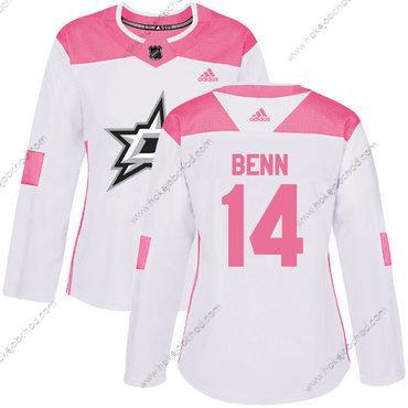 Adidas Žena Dallas Stars #14 Jamie Benn Bílý Růžový Autentické Sešitý NHL Dres