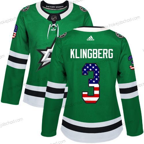 Adidas Žena Dallas Stars #3 John Klingberg Zelená Domácí Autentické USA Flag Sešitý NHL Dres