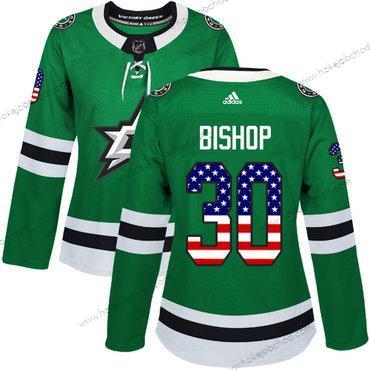 Adidas Žena Dallas Stars #30 Ben Bishop Zelená Domácí Autentické USA Flag Sešitý NHL Dres