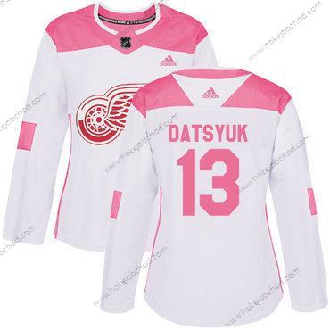 Adidas Žena Detroit Red Wings #13 Pavel Datsyuk Bílý Růžový Autentické Sešitý NHL Dres