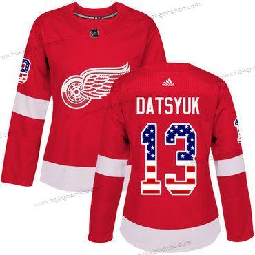 Adidas Žena Detroit Red Wings #13 Pavel Datsyuk Červené Domácí Autentické USA Flag Sešitý NHL Dres