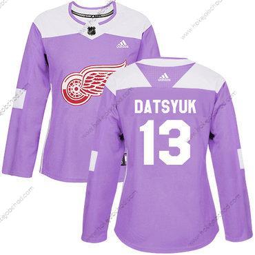 Adidas Žena Detroit Red Wings #13 Pavel Datsyuk Nachový Autentické Bojuje proti rakovině Sešitý NHL Dres