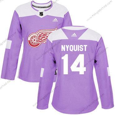 Adidas Žena Detroit Red Wings #14 Gustav Nyquist Nachový Autentické Bojuje proti rakovině Sešitý NHL Dres