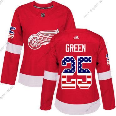 Adidas Žena Detroit Red Wings #25 Mike Zelená Červené Domácí Autentické USA Flag Sešitý NHL Dres