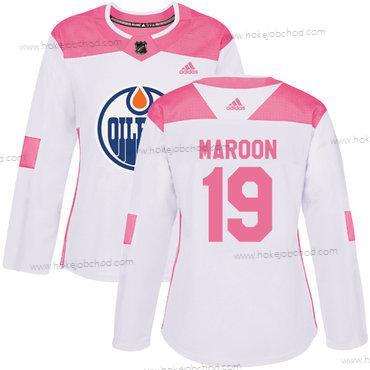 Adidas Žena Edmonton Oilers #19 Patrick Maroon Bílý Růžový Autentické Sešitý NHL Dres