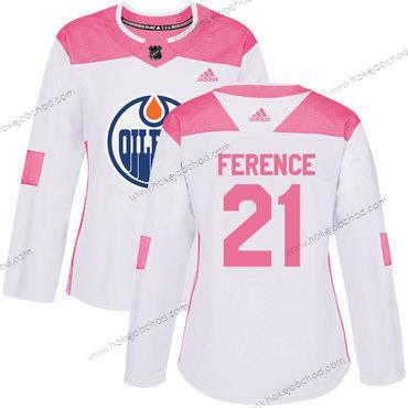 Adidas Žena Edmonton Oilers #21 Andrew Ference Bílý Růžový Autentické Sešitý NHL Dres