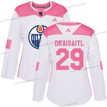 Adidas Žena Edmonton Oilers #29 Leon Draisaitl Bílý Růžový Autentické Sešitý NHL Dres