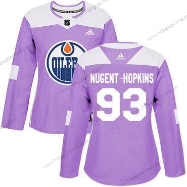 Adidas Žena Edmonton Oilers #93 Ryan Nugent-Hopkins Nachový Autentické Bojuje proti rakovině Sešitý NHL Dres