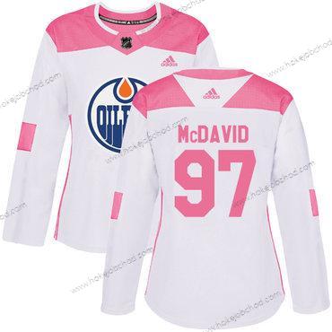 Adidas Žena Edmonton Oilers #97 Connor Mcdavid Bílý Růžový Autentické Sešitý NHL Dres