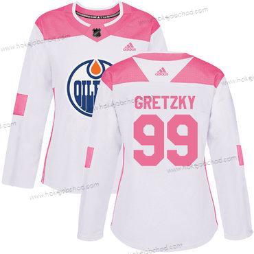 Adidas Žena Edmonton Oilers #99 Wayne Gretzky Bílý Růžový Autentické Sešitý NHL Dres