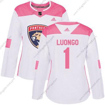 Adidas Žena Florida Panthers #1 Roberto Luongo Bílý Růžový Autentické Sešitý NHL Dres