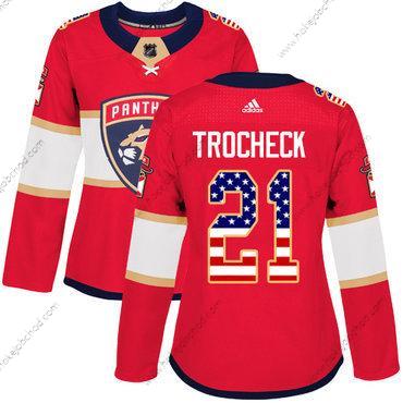 Adidas Žena Florida Panthers #21 Vincent Trocheck Červené Domácí Autentické USA Flag Sešitý NHL Dres