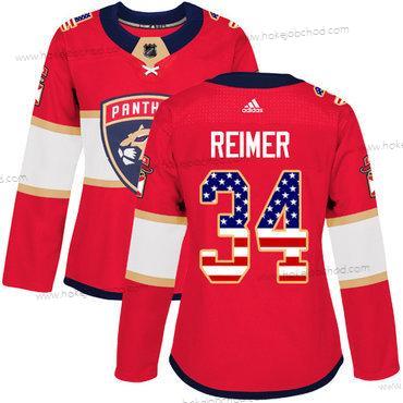 Adidas Žena Florida Panthers #34 James Reimer Červené Domácí Autentické USA Flag Sešitý NHL Dres