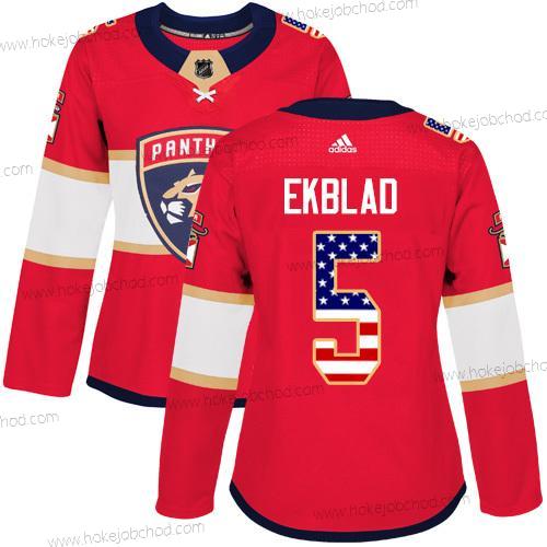 Adidas Žena Florida Panthers #5 Aaron Ekblad Červené Domácí Autentické USA Flag Sešitý NHL Dres