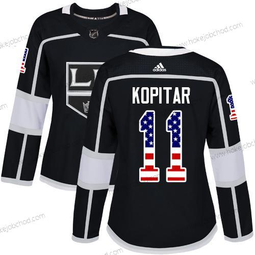 Adidas Žena Los Angeles Kings #11 Anze Kopitar Černá Domácí Autentické USA Flag Sešitý NHL Dres