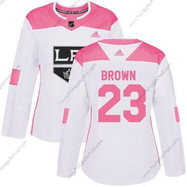 Adidas Žena Los Angeles Kings #23 Dustin Brown Bílý Růžový Autentické Sešitý NHL Dres