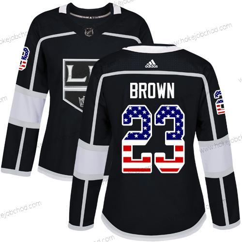 Adidas Žena Los Angeles Kings #23 Dustin Brown Černá Domácí Autentické USA Flag Sešitý NHL Dres