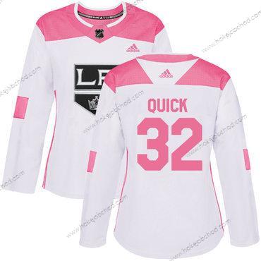 Adidas Žena Los Angeles Kings #32 Jonathan Quick Bílý Růžový Autentické Sešitý NHL Dres