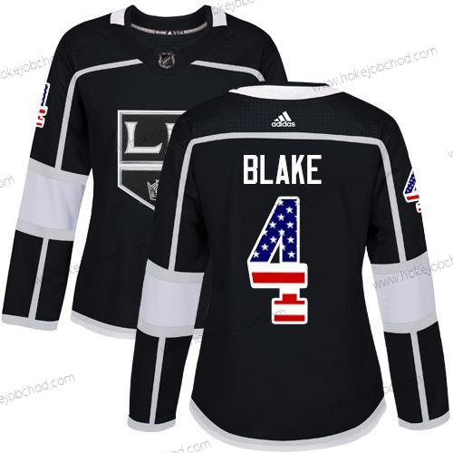 Adidas Žena Los Angeles Kings #4 Rob Blake Černá Domácí Autentické USA Flag Sešitý NHL Dres