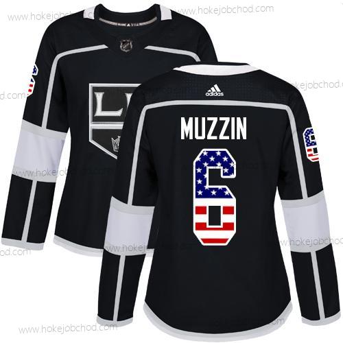 Adidas Žena Los Angeles Kings #6 Jake Muzzin Černá Domácí Autentické USA Flag Sešitý NHL Dres