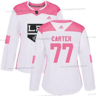 Adidas Žena Los Angeles Kings #77 Jeff Carter Bílý Růžový Autentické Sešitý NHL Dres