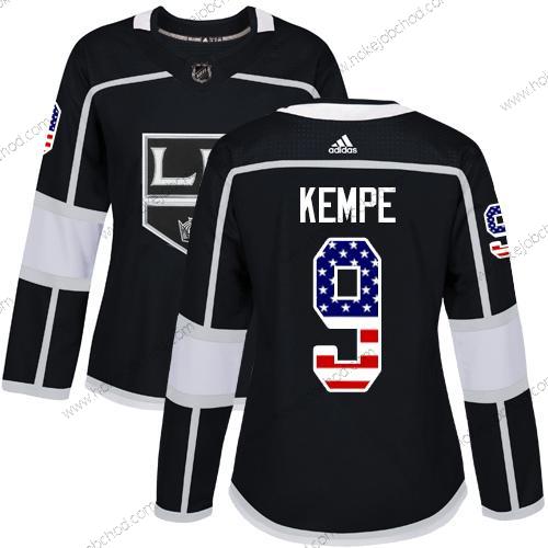 Adidas Žena Los Angeles Kings #9 Adrian Kempe Černá Domácí Autentické USA Flag Sešitý NHL Dres