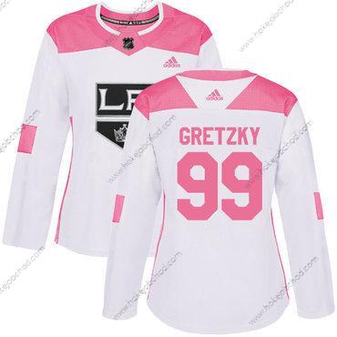 Adidas Žena Los Angeles Kings #99 Wayne Gretzky Bílý Růžový Autentické Sešitý NHL Dres