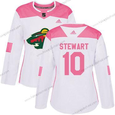 Adidas Žena Minnesota Wild #10 Chris Stewart Bílý Růžový Autentické Sešitý NHL Dres