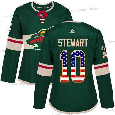 Adidas Žena Minnesota Wild #10 Chris Stewart Zelená Domácí Autentické USA Flag Sešitý NHL Dres