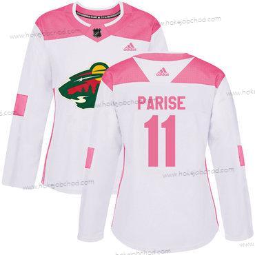 Adidas Žena Minnesota Wild #11 Zach Parise Bílý Růžový Autentické Sešitý NHL Dres