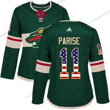 Adidas Žena Minnesota Wild #11 Zach Parise Zelená Domácí Autentické USA Flag Sešitý NHL Dres