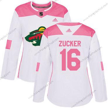 Adidas Žena Minnesota Wild #16 Jason Zucker Bílý Růžový Autentické Sešitý NHL Dres